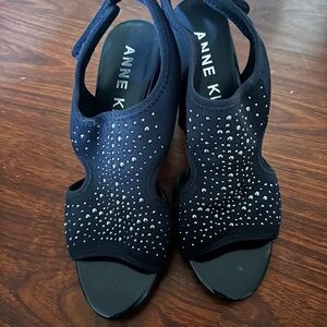 Anne Klein Navy Studded Sandals